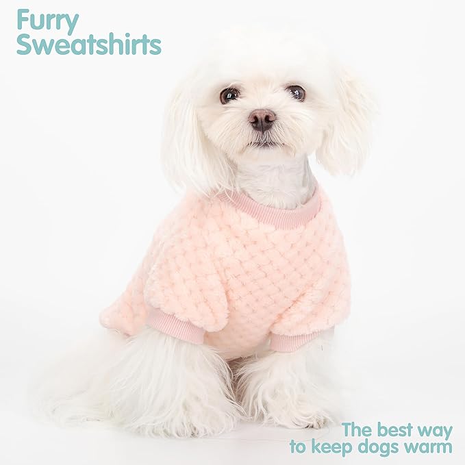 Fuzzy Pineapple Grid Dog Sweater - Ultra Soft & Warm Winter Pet Apparel, Fluffy Textured Knit for Small, Medium Dogs and Cats, Cozy Pullover Dog Coat for Cold Weather.Pink M