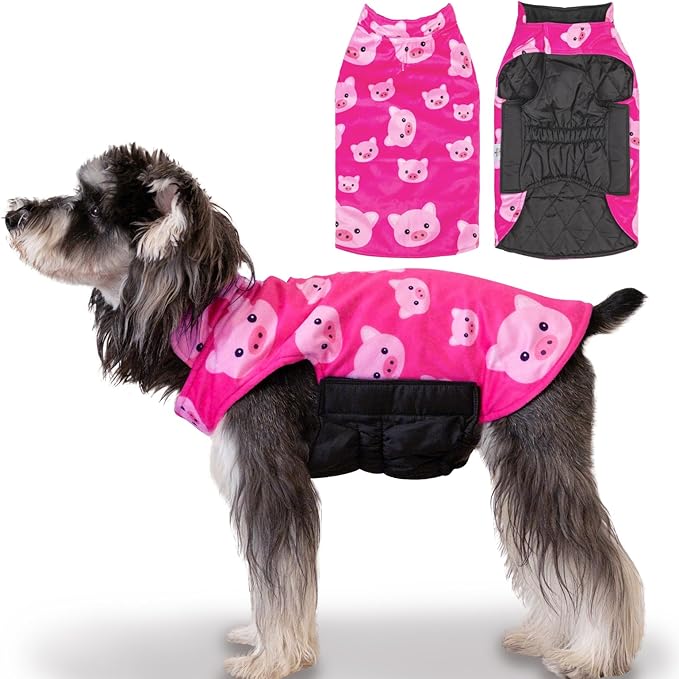 CuteBone Winter Coat Waterproof Windproof Jacket Reversible Vest Thick Adjustable Cold Weather Coats for Small Medium Large Dogs Soft with Leash Hole
