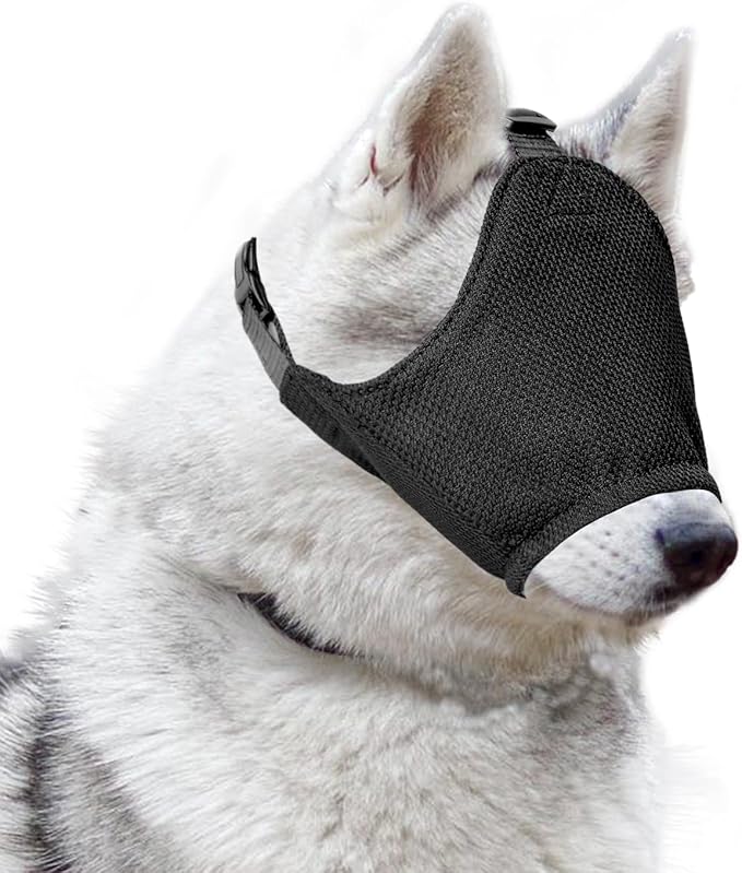 OHCOZZY Dog Calming Cap Eye Mask for Anxiety, Adjustable Nylon Pet Eye Cover for Grooming & Nail Trimming(M,Black)