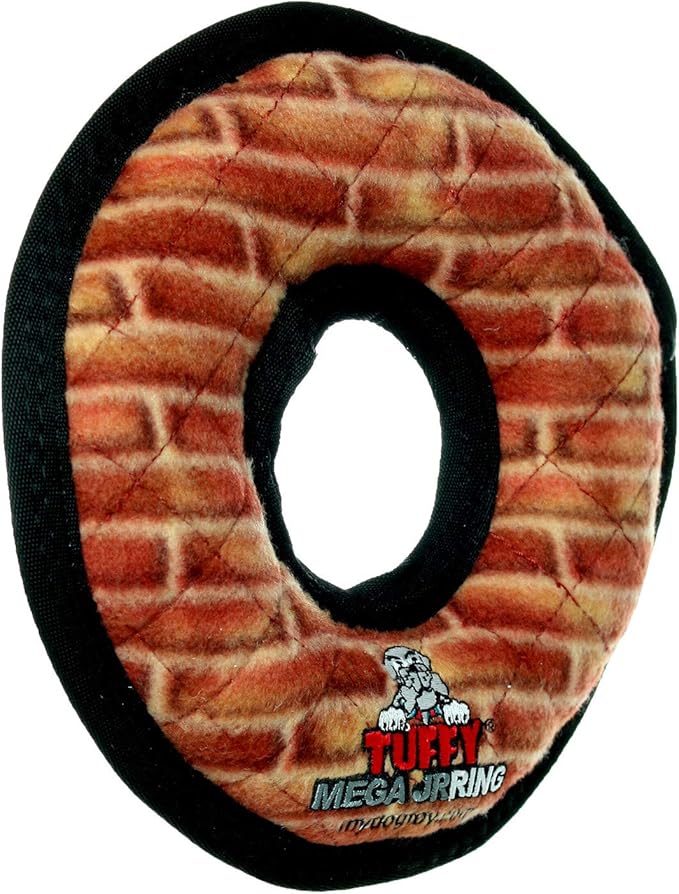 TUFFY - World's Tuffest Soft Dog Toy - MEGA -Multiple Layers. Made Durable, Strong & Tough. Interactive Play (Tug, Toss & Fetch). Machine Washable & Floats (Ring Brick, Jr 2 Pack)