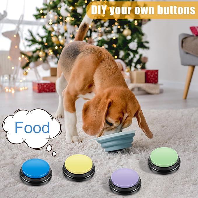 4Pcs Dog Buttons for Communication Voice, Recording Button Dogs for Words Talking and Answer, 30 Seconds Buttons Personalized Sound Answering Buzzer Best Toys fit Dog Tranning(4pcs-Yellow)