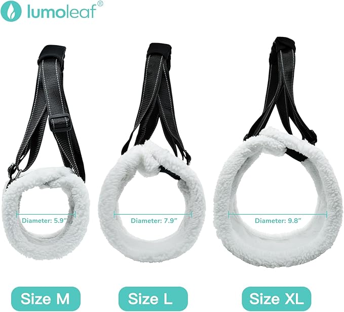 LumoLeaf Dog Lift Harness Sling for Back Legs, Adjustable Rear Leg Support & Mobility Aid, Hip Support for Senior/Disabled Dogs, Soft Fleece Lining, Padded Handles, for CCL/ACL Surgery (Black, Medium)