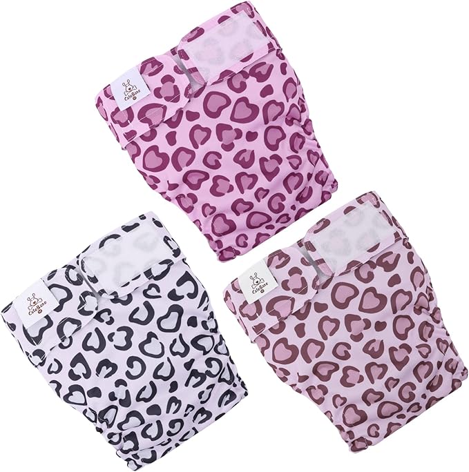 CuteBone Washable Dog Diapers Female No Tail Hole 3 Pack Reusable Doggie Period Training Pants for Docked-Tail Frenchie French Bulldog Boston Terrier Without Tail WWD18S