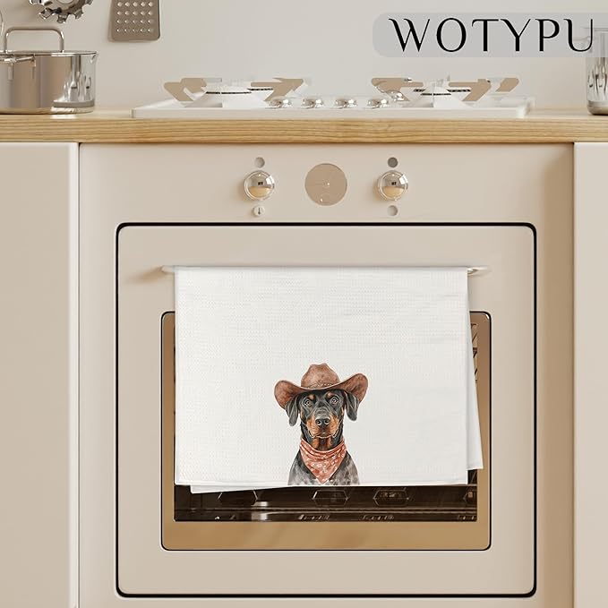 Doberman Pinscher Gift Kitchen Towels, Doberman Gifts Dish Tea Towel for Kitchen Decor, Funny Dobermann Dog Hand Towels for Bathroom Decor, Dog Lover Mom Gifts, 16x24 Inch
