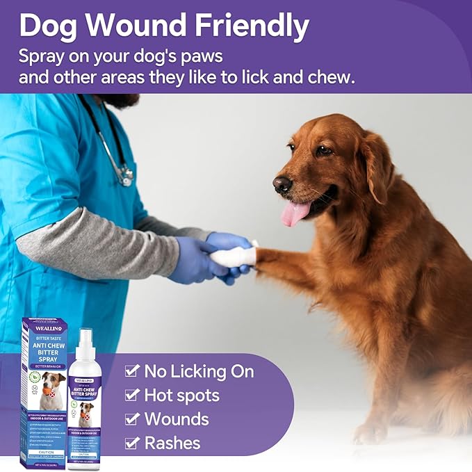 No Chew Spray for Dogs - 6.76 Fl Oz, Bitter Apple Spray for Dogs, Dog Deterrent Spray, Stops Chewing and Licking, Protects Furniture, Prevents Wound Licking, Non-Toxic, Alcohol-Free