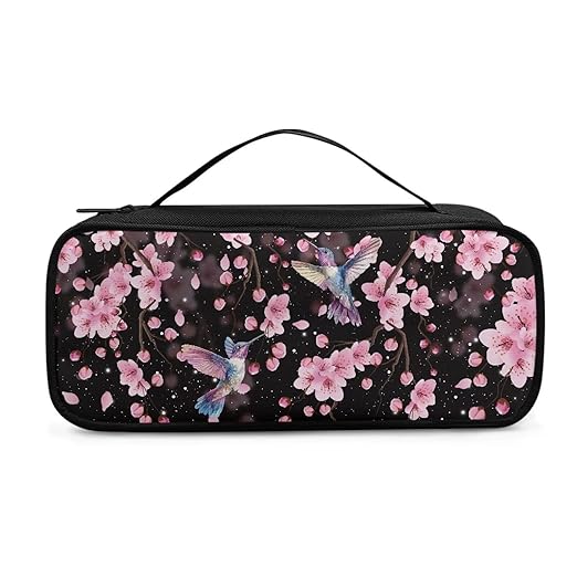 Gomyblomy Pink Floral Hummingbird Stethoscope Case Holder Bag with Extra Pocket for Nurse and Doctors, Protective Stethoscope Carrying Case for Classic III, Lightweight II S.E.