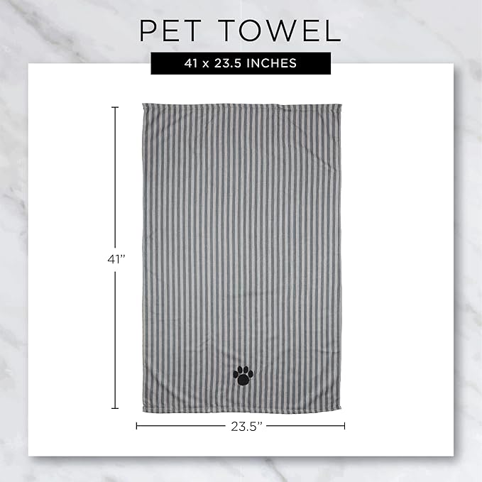Bone Dry Pet Grooming Microfiber Towel, Striped Collection, X-Large, 41x23.5", Cranberry