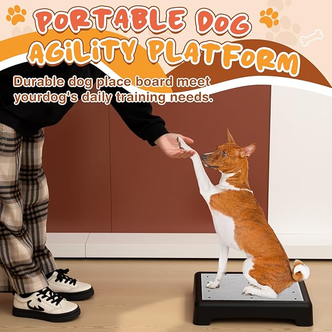 Chunful 2 Pcs Dog Training Platform Dog Place Board with Non-Skid Surface, Portable Agility Platform, Puppy Training Stand Equipment Suitable for Small, Medium Dogs (Not for Large Dog)