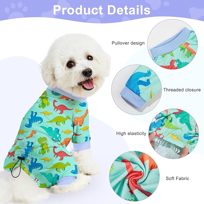 Bienbee Dog Pajamas, 4 Pack Dog Recovery Suit Shedding Suit Cute Soft Puppy Clothes Dogs Pjs Onesies Jammies Adjustable Breathable & Stretchy Clothes for Small Medium Large Dogs Girl Boy Puppy-3XL