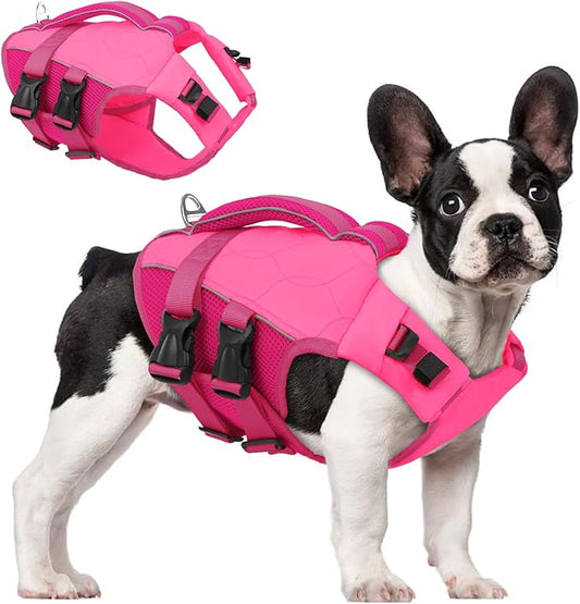 ASENKU Dog Life Jacket, High-Buoyancy Reflective Dog Swimming Vest with Durable Handles for Small/Medium/Large Dogs - Pool, Beach, Boating (Pink, S)