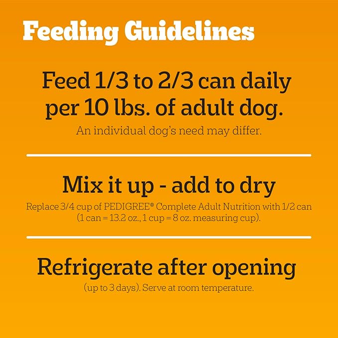 Pedigree Chopped Ground Dinner Adult Soft Wet Dog Food with T-Bone Steak Dinner, Canned Dog Food, 13.2 oz. Cans, 12 Count
