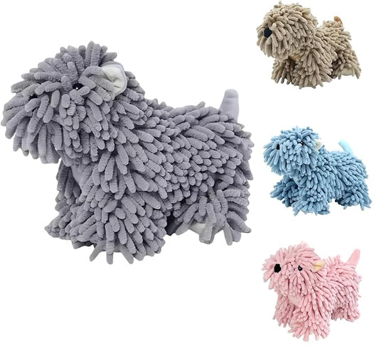 Cute Puppy Chenille Hand Towel, Puppy Shape Fuzzy Ball Hand Towel, Fluffy Soft Absorbent Chenille Towels, Absorbent Decorative Fuzzy Ball Hanging Towel for Bathroom, Washstand (Gray)