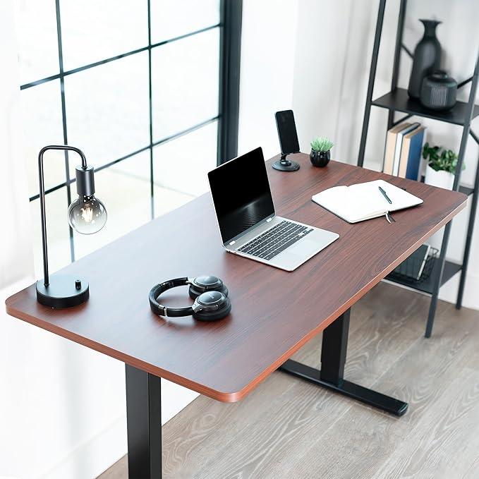 VIVO Universal 55 x 28 inch Solid One-Piece Table Top for Standard and Sit to Stand Height Adjustable Home and Office Desk Frames, Dark Walnut, DESK-TOP55-28D