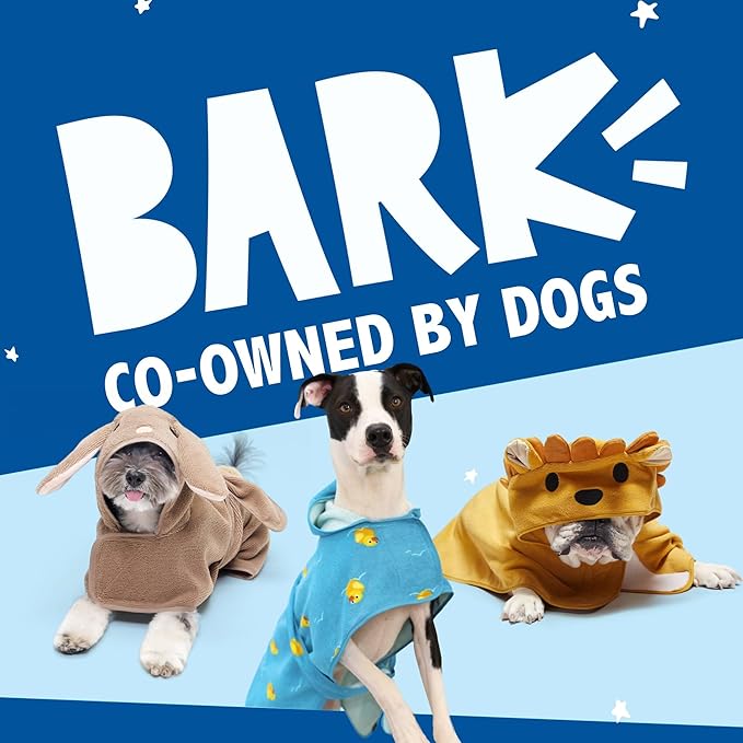 Barkbox Dog Bathrobe Fast Drying with Hook and Loop Closure & Wrap Tie Snuggle, Cute Dogs Clothes, Easy to Clean, Machine Washable, Dog Coats and Tumble Dry Low - Lion, Large