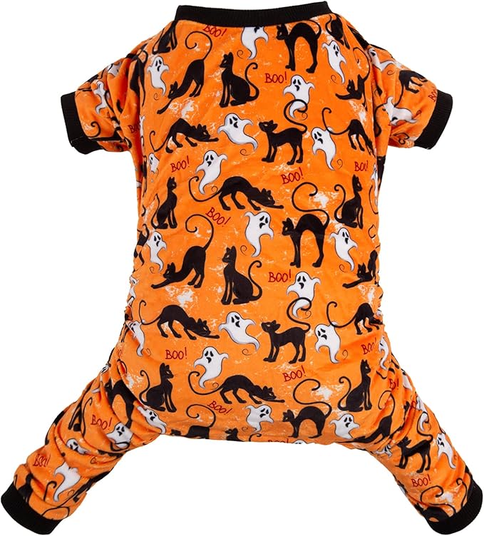 CuteBone Soft & Stretchy Halloween Dog Pajamas - Cozy Pet Jammies Breathable Jumpsuit for Small Dogs - All-Season Comfy Outfit Easy-On Pullover Design - Keeps Pets Warm & Comfortable P173L