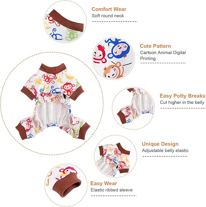 XS Dog Clothes for Small Dogs Girl Boy, Lightweight Velvet Pet Pjs, Fleece Stretch Dog Onesie, Puppy Spring Winter Clothes, Jumpsuit, Jammies, Dog Outfit Apparel, XS, Brown