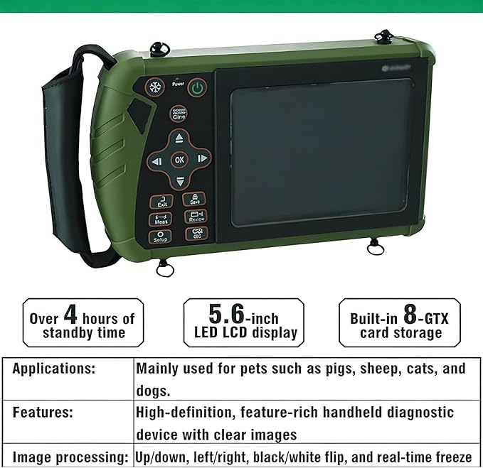 Animal Portable B-Ultrasound Scanner, Veterinary Pregnancy Diagnostic with 3.5 Mhz Convex Probe for Sheep Dog Cat and Pig Estimate The Number of Fetuses, Fetal Heart Beat