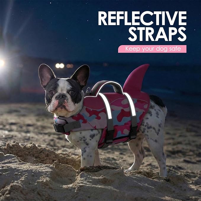 AOFITEE Dog Life Jacket, Dog Life Vest for Swimming, Reflective Puppy Safety Vest with Superior Buoyancy and Rescue Handle, Adjustable Dogs Swimsuit Float Coat for Small Dogs, Pink Camo XS