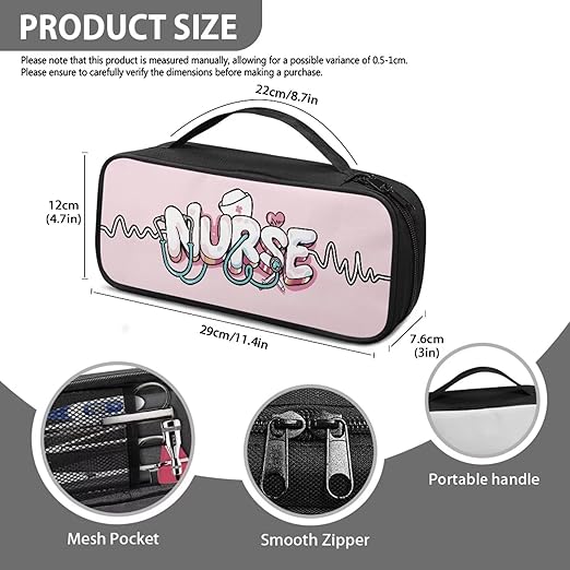 Gomyblomy Stethoscope Case with Extra Room and Handle for Nurses Doctors, Pink Nurse Print Stethoscope Holder Storage Bag Portable Travel Stethoscope Carrying Case