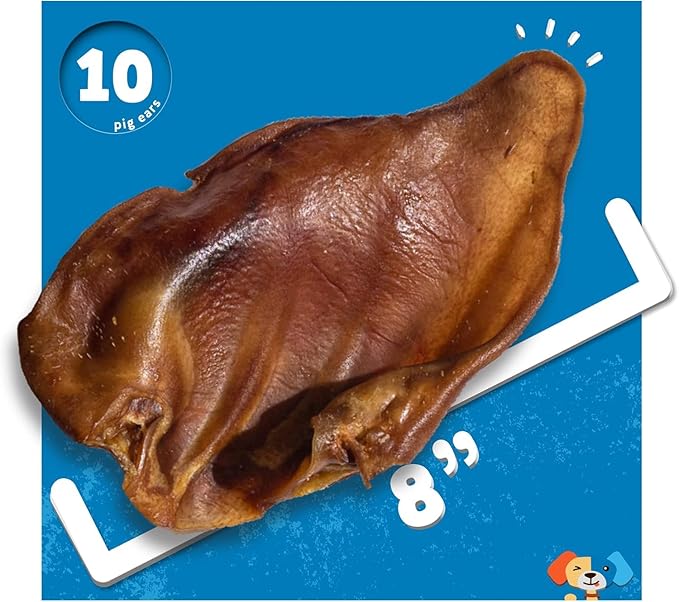 Jack&Pup Whole Pig Ears for Dogs (25 Pack) - All Natural Single Ingredient Extra Thick Large Pigs Ears - Premium Dog Pig Ear Treats - Natural Dog Pork Chews; Excellent Rawhide Alternative