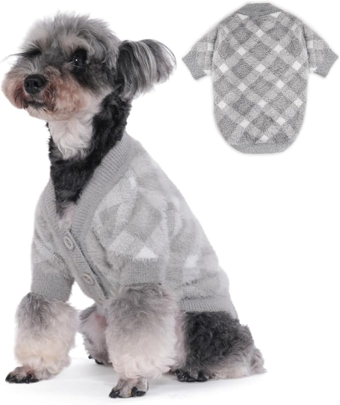Dog Sweater, Sweaters for Small Dogs, Warm Soft Pet Clothes for Puppy, Medium Large Cat, Dogs Girl or Boy, Dog Shirt for Winter Christmas (Grey, Medium)