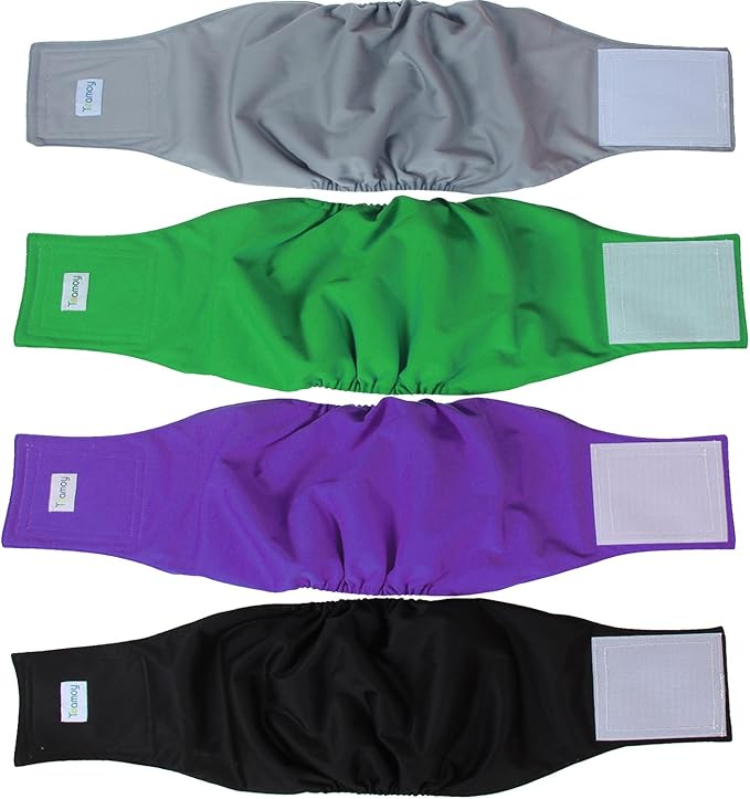 Teamoy Male Dog Belly Bands Washable 4-Pack, Reusable Dog Diapers Wraps for Incontinence & Marking (XL,25"-29" Waist)