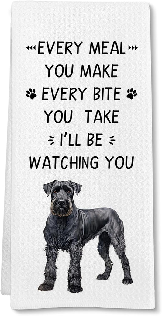 Funny Schnauzer Dog Kitchen Towels, Schnauzer Gifts for Dog Owners Lovers Women Hand Towel, Every Meal You Make Decorative Tea Dish Towels for Kitchens, SchnauzerDog Kitchen Decor, 16x24in