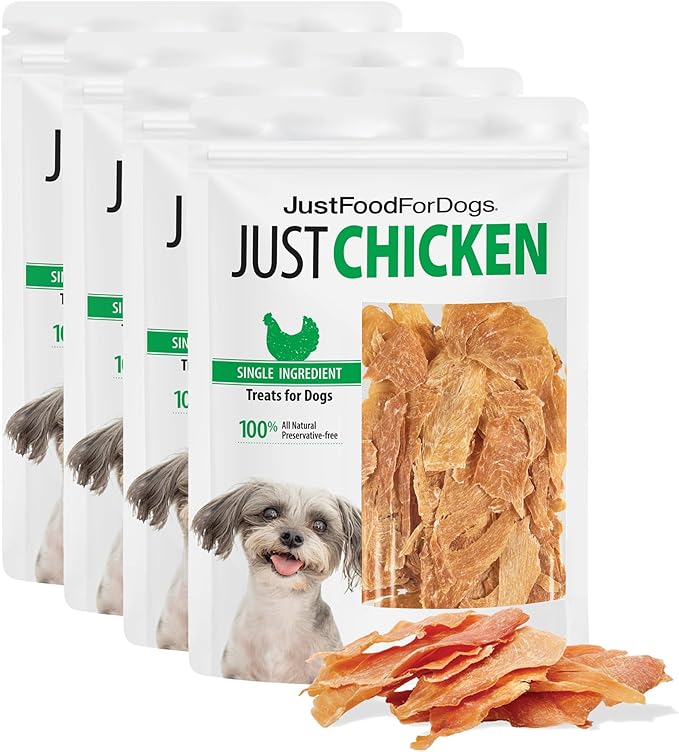 JustFoodForDogs Dog & Cat Treats - Chicken Breast (2.5 oz- Pack of 4)