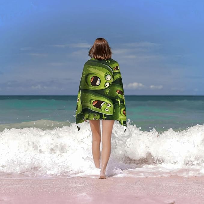 Pickle Beach Towel Fun Food Sand-Free Microfiber Bath Towel Ultra Soft Quick Dry Pool Towel Absorbent Towel Lightweight Towel Gifts for Outdoor Bathroom Swimming Decor 31inx51in