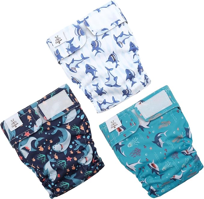 CuteBone Washable Dog Diapers Female No Tail Hole 3 Pack Reusable Doggie Period Training Pants for Docked-Tail Frenchie French Bulldog Boston Terrier Without Tail WWD25XS