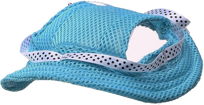 Round Brim Princess Hat Visor Hat Pet Dog Mesh Porous Sun Hat with Ear Holes for Small, Extra Small Dog Teddy, Pug, Chihuahua, Shih Tzu, Yorkshire Terriers, Papillon Blue S