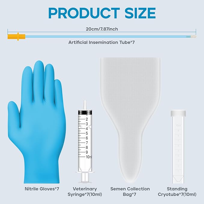 7 Set Large Capacity AI Artificial Insemination Kit for Dogs, AI Kits for Breeding Dogs, Dogs Breeding Supplies, Canine Breeding Kit, Artificial Insemination Kit for Pets (Small-7.87inch)