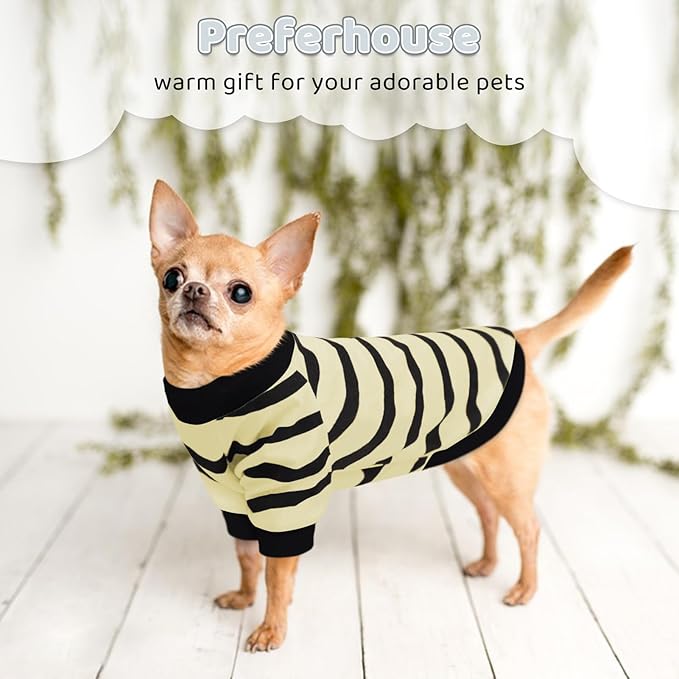 Dog Striped T-Shirts for Small Dogs Cats, Dog Vest Pet Apparel Tee Shirts Spring Summer Suitable for Small and Medium Large Pets French Bulldog Bichon, Beige