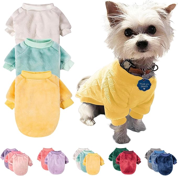 FabriCastle Dog Sweaters, 3-Pack Dog & Cat Clothes, Ultra Soft and Warm Pet Jackets for Small Dogs Boy & Girl, Winter Pet Apparel Costumes, Puppy Outfits (Beige,Light Green,Yellow, X-Small)