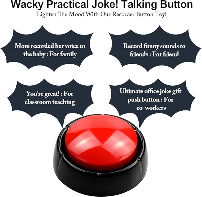 Record Talking Button Pet Button Easy Button Sound Button Recordable Button, 30 Seconds Dog Training BuzzerTalking Button Office Desk Gag Gift