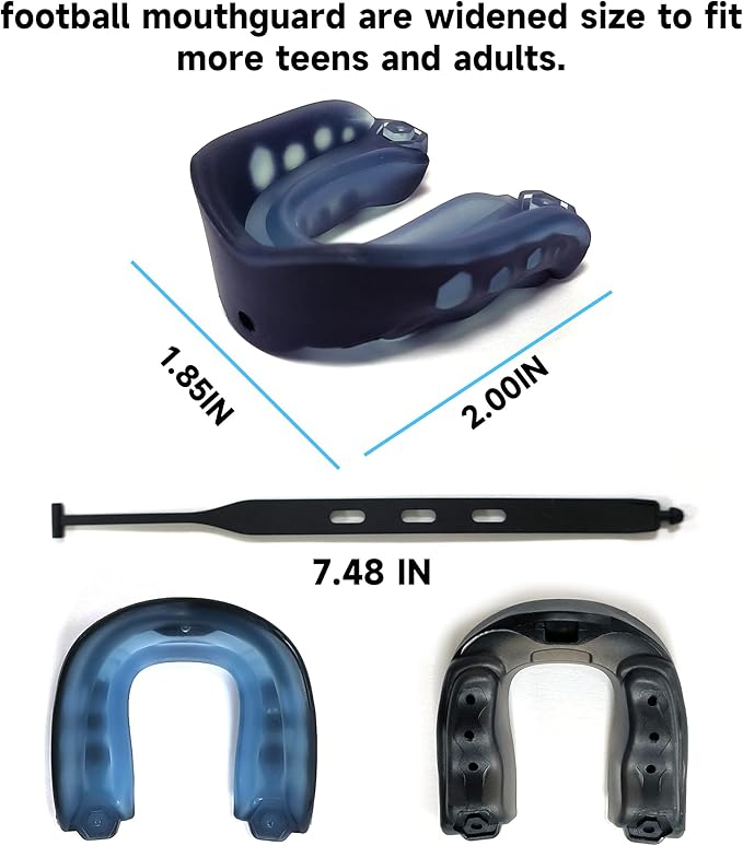 2 Pack Football Mouthguard,Kids Sport Mouth Guard,Youth Mouth Guard with Straps and Case, Kids MouthGuard for Football,Mouthpiece for MMA,Lacrosse,Basketball,Hockey,Boxing