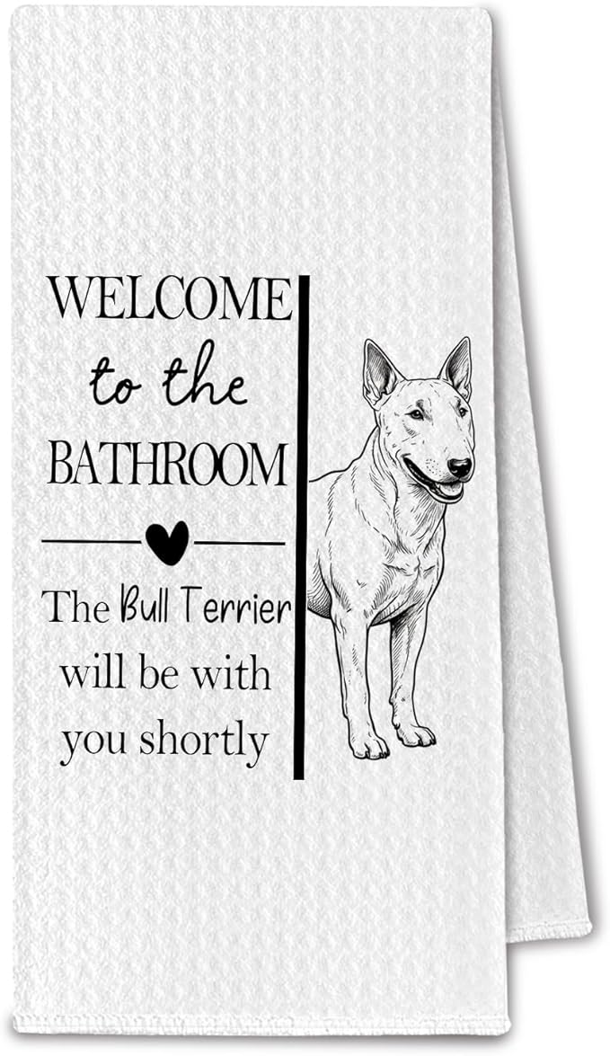 Bull Terrier Gifts Bathroom Hand Towels, Bull Terrier Dog Owner Lovers Gifts for Women, Funny Dog Decorative Hand Towel for Bathroom Kitchen Decor, 16x24 Inch