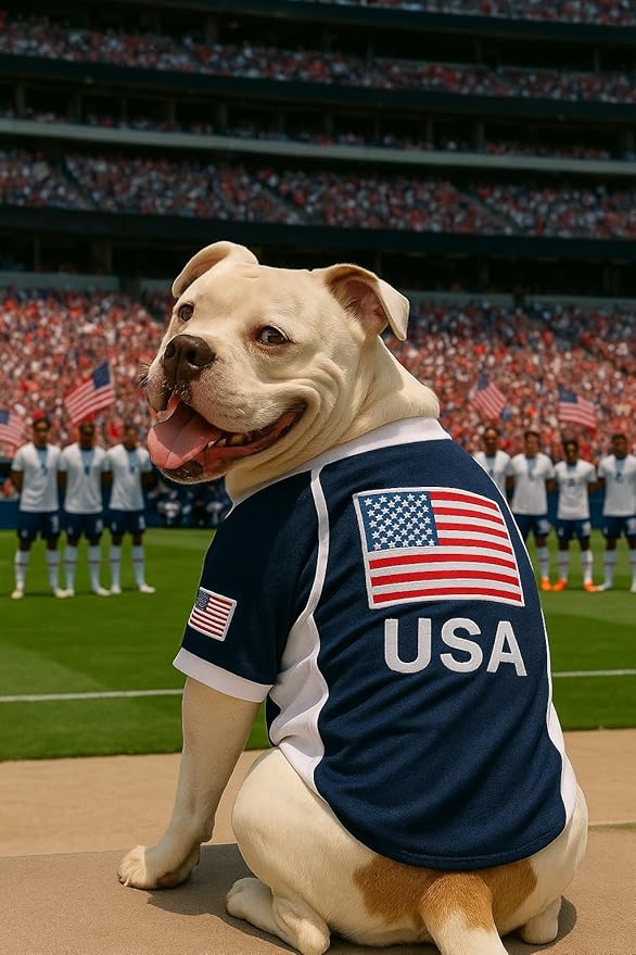 Parisian USA Dog Jersey - Breathable Mesh Puppy Football Jersey - Lightweight Stretch Sporty Dog Clothes - Summer Shirts for Large Dogs - Soccer Jersey for Dogs - Sportswear Pet Clothes