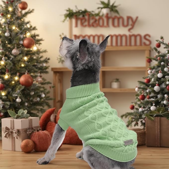 Dog Warm Winter Sweater Pet Clothes Knitwear for Medium Dog for Corgi, West Highland, Schnauzer, Border Collie, Dog Outfits(Green XL)