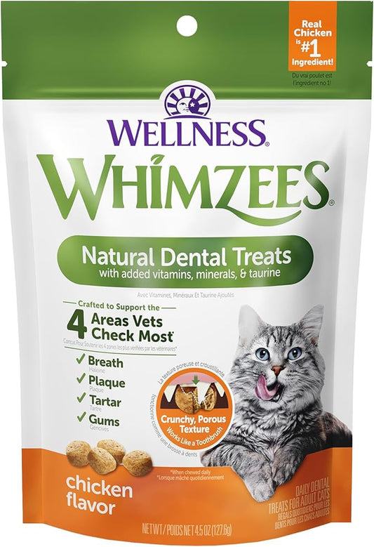 WHIMZEES Wellness Cat Dental Treats, Chicken Flavor, (4.5 Ounce Bag)