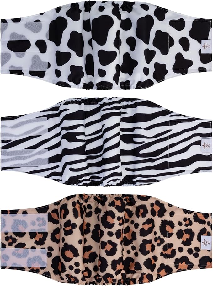 CuteBone Dog Diapers Male Washable Belly Band for Male Dogs Wraps 3pcs a Pack DM39L