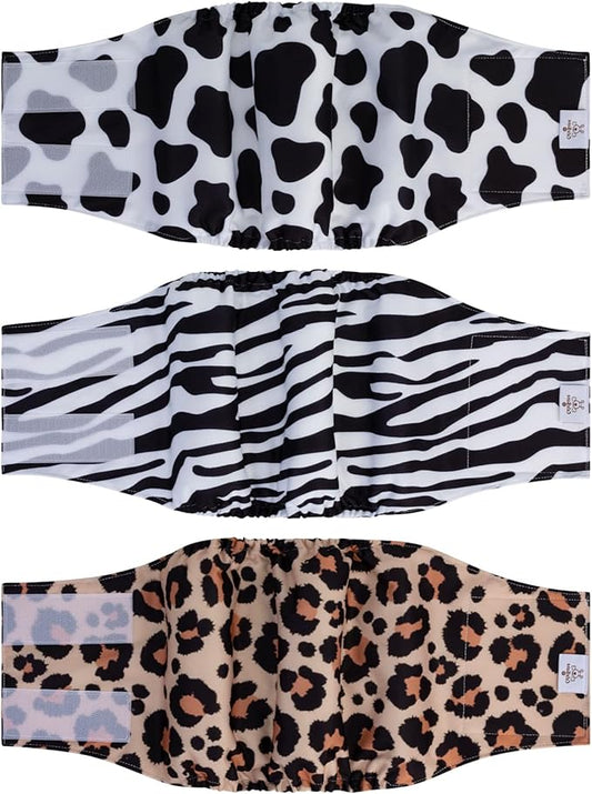 CuteBone Dog Diapers Male Washable Belly Band for Male Dogs Wraps 3pcs a Pack DM39L