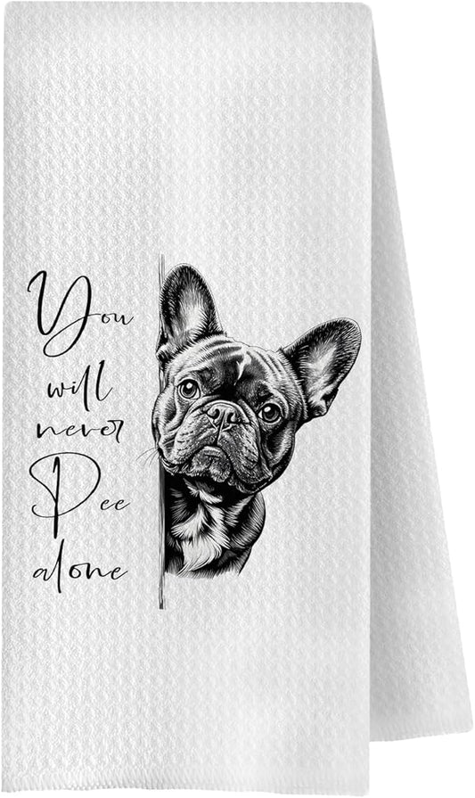 Funny French Bulldog Bathroom Hand Towels, French Bulldog Gifts for Women Men, Frenchie Dog Lover Gifts Decorative Hand Towels for Bathroom Washroom Restroom, 16x24 Inch