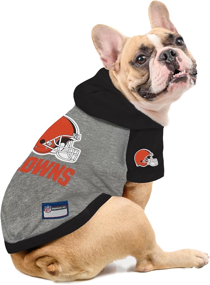 Pets First Hoodie for Dogs & Cats. NFL Football Licensed Dog Hoody Tee Shirt, Large. Sports Hoody T-Shirt for Pets. Licensed Sporty Dog Shirt