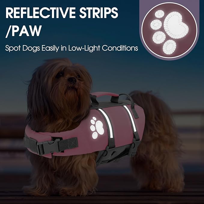Queenmore XS Dog Life Jacket, Puppy Life Jackets for Small Dogs, Small Dog Life Vest for Swimming, Lightweight Extra Small Dog Life Vest with Handle Adjustable Pet Life Vest for Boating, Cat Lifevest
