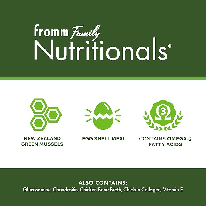 Fromm Family Nutritionals Mobility Dog Treats - Perfect for Joint Integrity, Comfort, & Flexibility - Contains Glucosamine, Chondroitin, Eggshell Meal, & Green Lipped Mussels - Pack of (3) 6 oz Bags