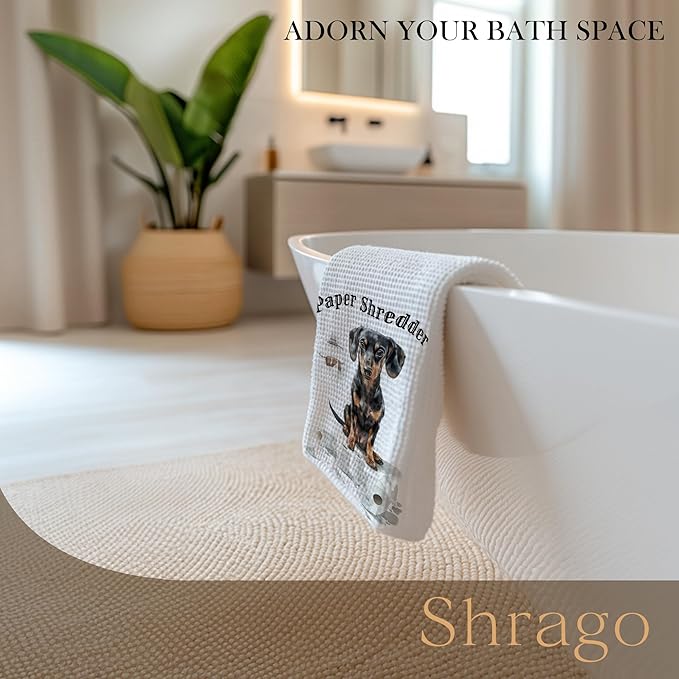 Funny Shredder Dachshund Bathroom Hand Towels, Weiner Dog Gifts for Women Men, Dachshund Lovers Gifts Hand Towels for Bath Room Washroom, Dog Bathroom Decor, 16x24 Inch