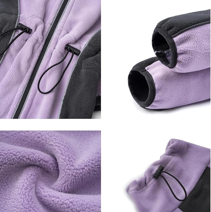 Fleece Dog Coat for Small Medium Dog,Pullover Pajamas Jumpsuit Bodysuit Puppy Coats with Legs, Pet Windproof Warm Cold Weather Jacket Full Body Vest Cozy Snowsuit Outfit Clothes (Purple, XL)