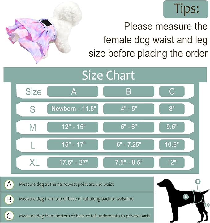 Washable Female Dog Diapers Skirt(4 Pcs) - Reusable Doggie Diapers with Adjustable Snaps, High Absorbency Leak-Proof Puppy Diapers for Female Dog in Heat, Period, Incontinence L