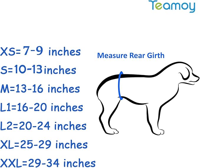 Teamoy Male Dog Belly Bands Washable 4-Pack, Reusable Dog Diapers Wraps for Incontinence & Marking (M,13"-16" Waist)